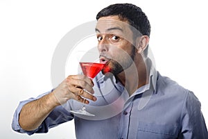 Young Man with Cocktail Isolated White