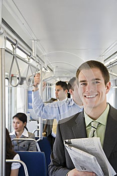 Young man commuting