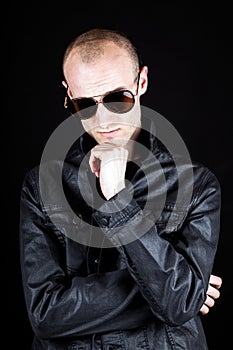 Young man confident arrogant with sunglasses