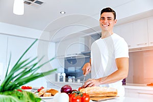 Young man cooking