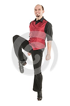 Young man in costume for irish dance isolated