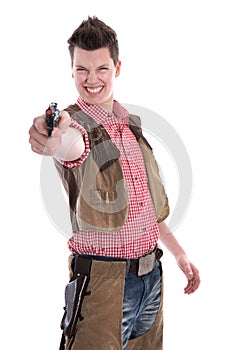 Young man in a cowboy costume for carnival