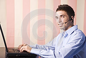 Young man customer service rep