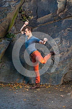 Young Man Dancing Outside