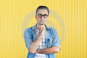 Young man with denim shirt