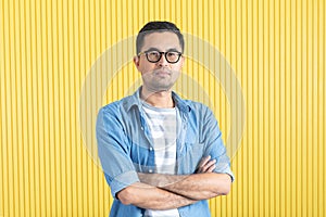 Young man with denim shirt