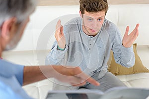 Young man denying accusation photo