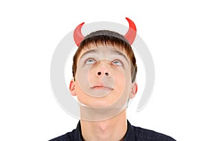 Young Man with Devil Horns