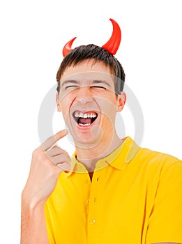 Young Man with Devil Horns