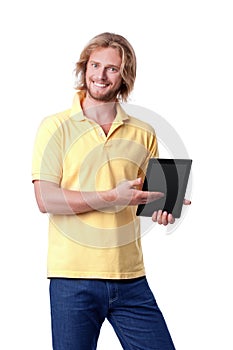 Young man with digital touch tablet