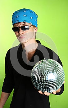 Young man with a discoball