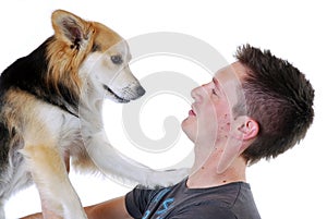 Young man with dog photo