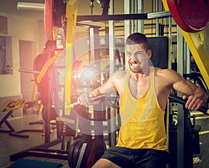 Young man doing chest workout