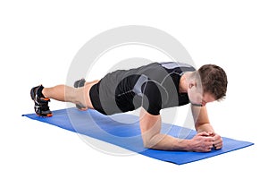 Young man doing Elbow Plank Workout