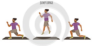 Young man doing jump lunge exercise