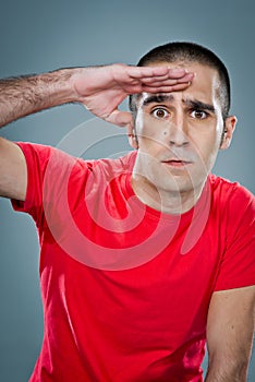 Young Man Doing a Militar Salute