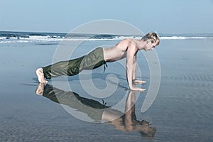 Young man doing push ups