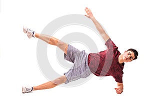 Young man doing sport exercise.