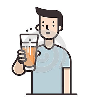 young man drinking beer glass