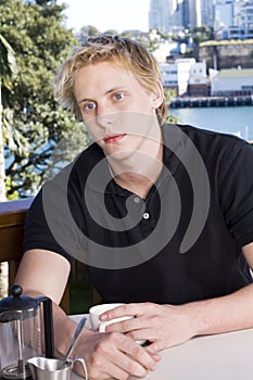 Young man drinking coffee