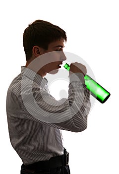 Young Man drinks a Beer