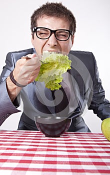 Young man eating