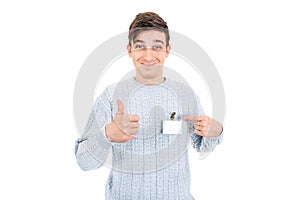 Young Man with a Empty Badge