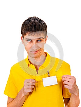 Young Man with Empty Badge