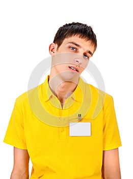 Young Man with Empty Badge
