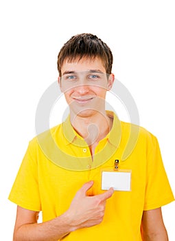 Young Man with Empty Badge