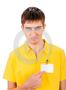 Young Man with Empty Badge