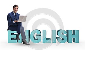 The young man in english studying learning concept