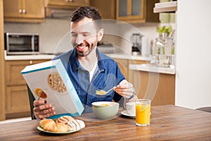 Young man enjoying his cereal