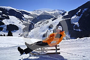 Sledging in Hinterglemm, Salzburger Land, Austria photo