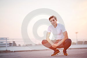 Young man exercising outdoors