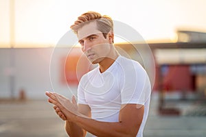 Young man exercising outdoors