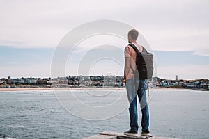 Young Man Exploring Bondi Beach