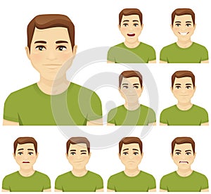 Young man expression set