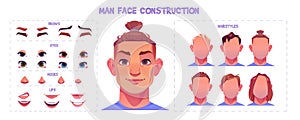 Young man face construction kit