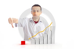 Young man with a falling chart