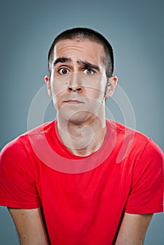 Young Man with Fear Expression