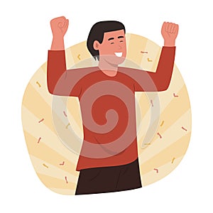Young Man Feeling Happy and Glad Concept Illustration