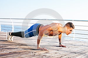 Young man fitness training