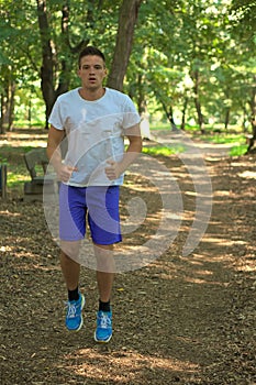 Young man in forest.