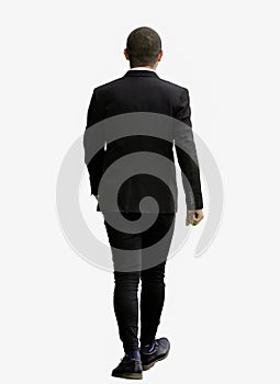 young man in full growth. isolated on white background. view from the back