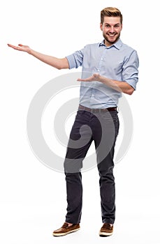 Young man gesturing