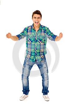 Young man gesturing