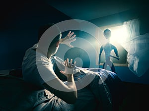 Young man getting abducted