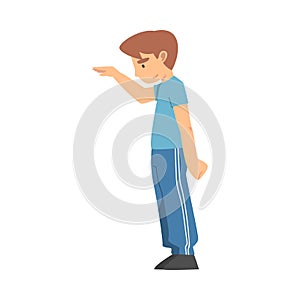 Young Man Giving Command or Order to His Pet Vector Illustration