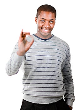 Young man giving the okay sign